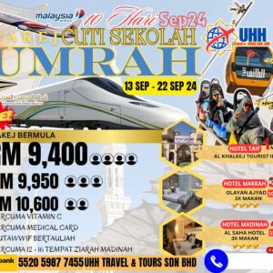 Pakej Umrah Cuti Sekolah 13 - 22 September 2024
