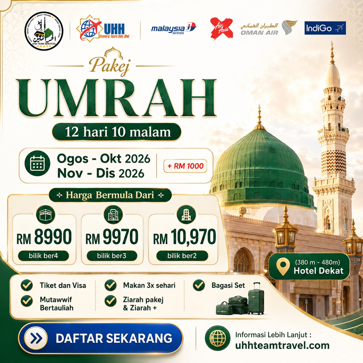 Pakej Umrah 12 Hari 10 Malam 2026